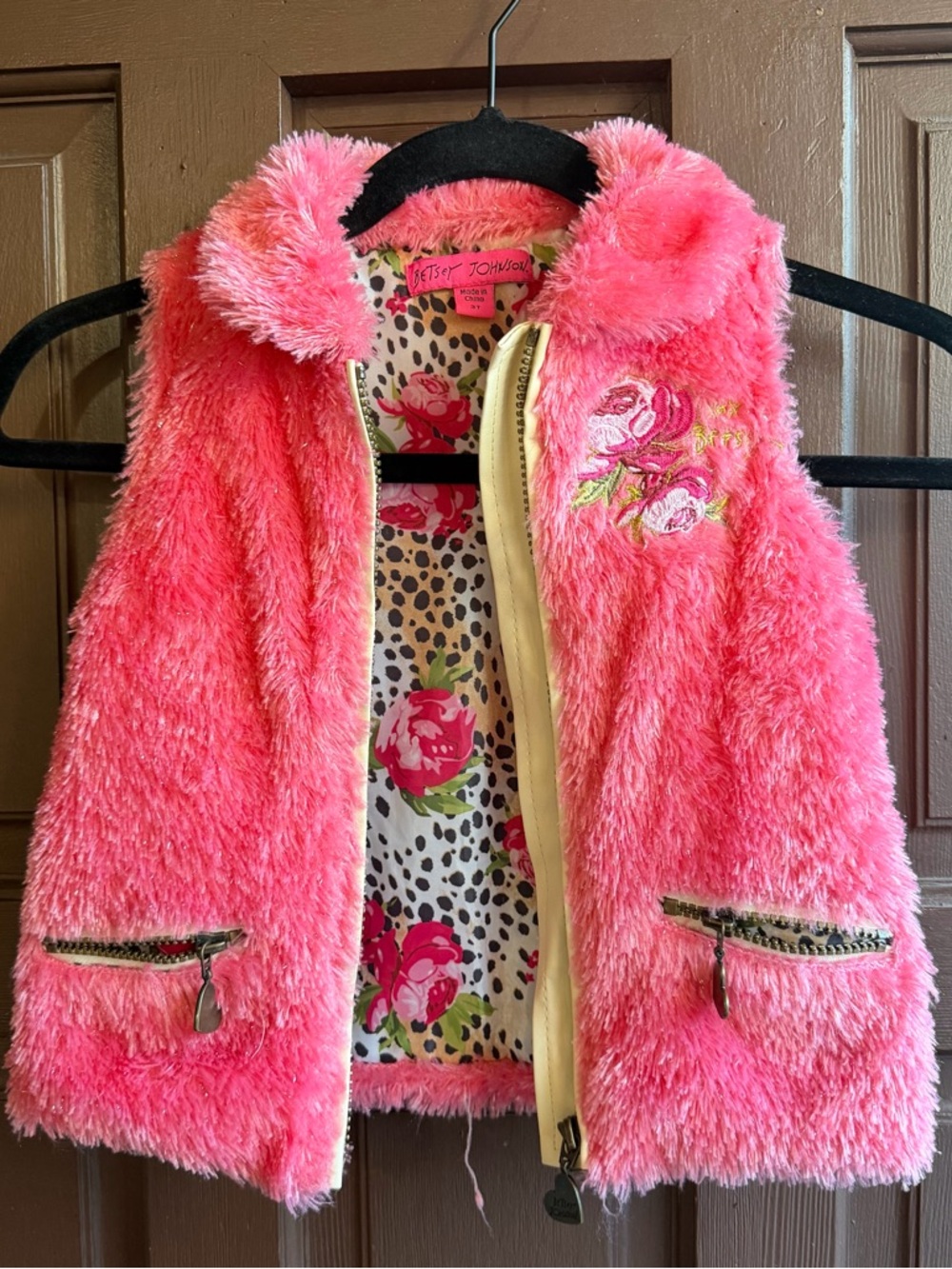 Betsey Johnson Pink Faux Fur Vest
